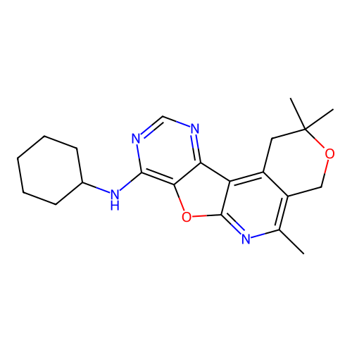 N-cyclohexyl-2,2,5-trimethyl-1,4-dihydro-2H-pyrano[4'',3'':4',5']pyrido[3',2':4,5]furo[3,2-d]pyrimidin-8-amine structure