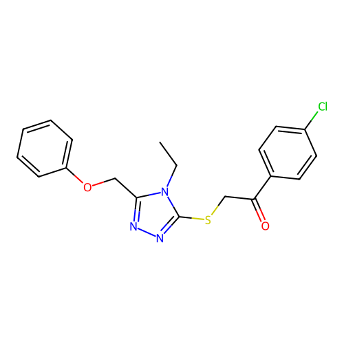 1-(4-chlorophenyl)-2-((4-ethyl-5-(phenoxymethyl)-4H-1,2,4-triazol-3-yl)thio)ethanone structure