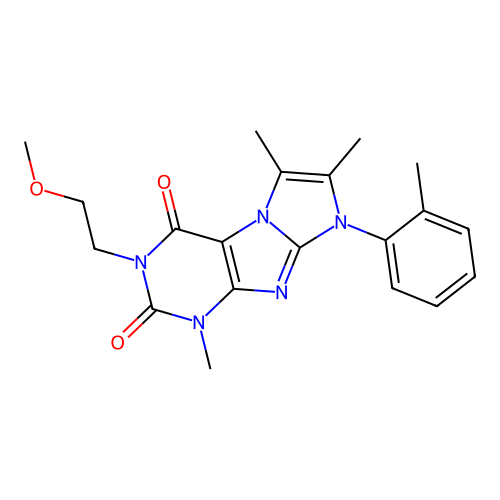 2-(2-methoxyethyl)-4,7,8-trimethyl-6-(2-methylphenyl)purino[7,8-a]imidazole-1,3-dione structure