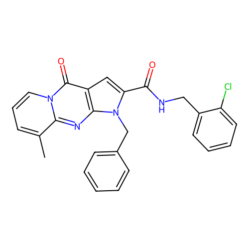 1-benzyl-N-(2-chlorobenzyl)-9-methyl-4-oxo-1,4-dihydropyrido[1,2-a]pyrrolo[2,3-d]pyrimidine-2-carboxamide structure