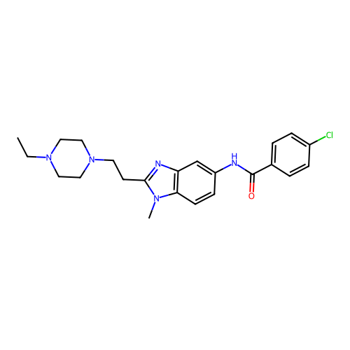 4-chloro-N-[2-[2-(4-ethylpiperazin-1-yl)ethyl]-1-methyl-benzoimidazol-5-yl]benzamide structure