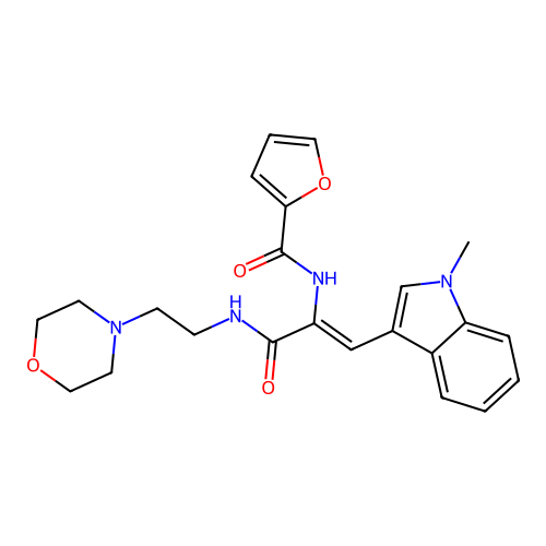 (2Z)-2-[(FURAN-2-YL)FORMAMIDO]-3-(1-METHYL-1H-INDOL-3-YL)-N-[2-(MORPHOLIN-4-YL)ETHYL]PROP-2-ENAMIDE structure