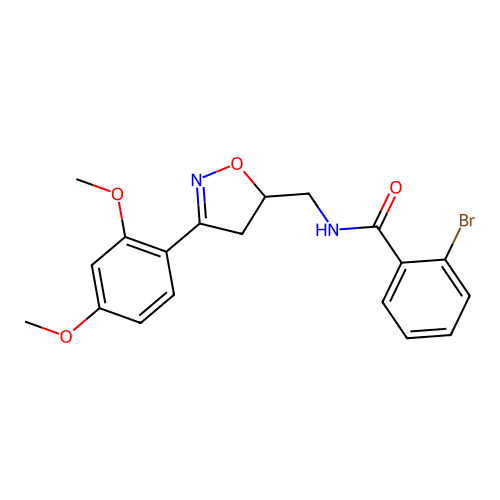 2-Bromo-N-[3-(2,4-dimethoxy-phenyl)-4,5-dihydro-isoxazol-5-ylmethyl]-benzamide structure