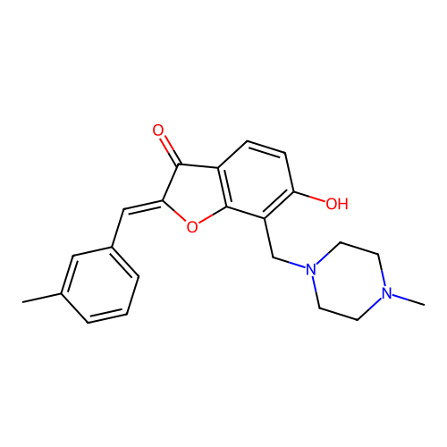 (Z)-6-hydroxy-2-(3-methylbenzylidene)-7-((4-methylpiperazin-1-yl)methyl)benzofuran-3(2H)-one structure