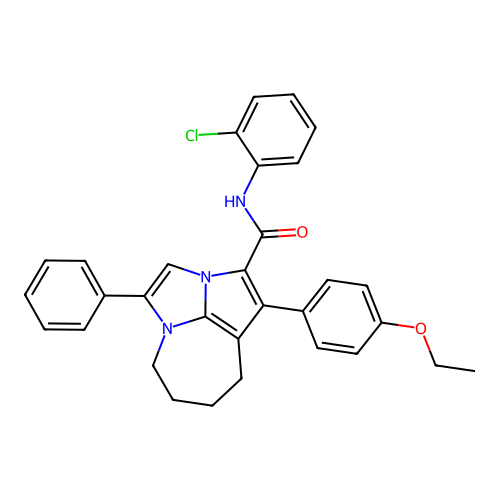 N-(2-chlorophenyl)-1-(4-ethoxyphenyl)-4-phenyl-5,6,7,8-tetrahydro-2a,4a-diazacyclopenta[cd]azulene-2-carboxamide structure