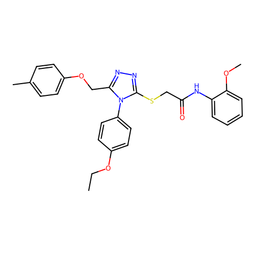 2-((4-(4-ethoxyphenyl)-5-((p-tolyloxy)methyl)-4H-1,2,4-triazol-3-yl)thio)-N-(2-methoxyphenyl)acetamide structure