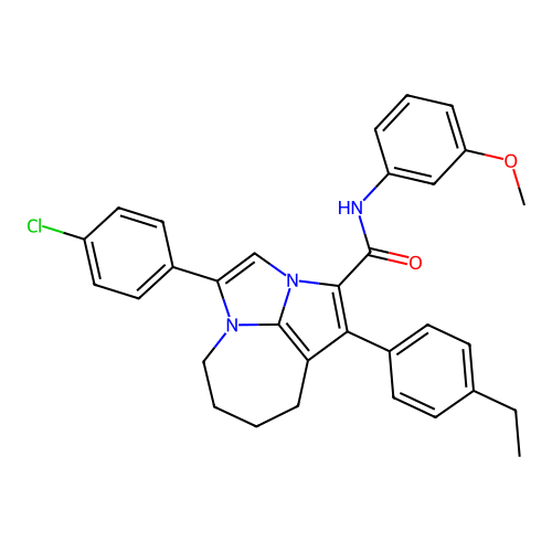 4-(4-chlorophenyl)-1-(4-ethylphenyl)-N-(3-methoxyphenyl)-5,6,7,8-tetrahydro-2a,4a-diazacyclopenta[cd]azulene-2-carboxamide structure