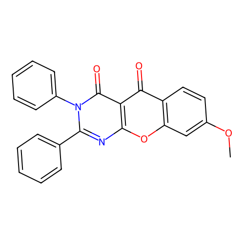 8-methoxy-2,3-diphenyl-3H-chromeno[2,3-d]pyrimidine-4,5-dione structure