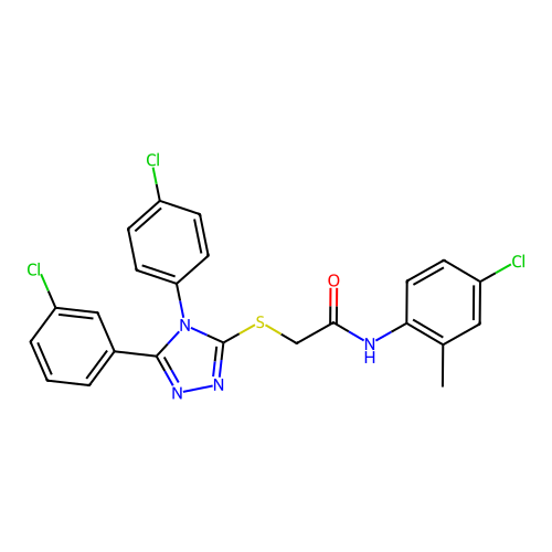 N-(4-chloro-2-methylphenyl)-2-{[5-(3-chlorophenyl)-4-(4-chlorophenyl)-4H-1,2,4-triazol-3-yl]sulfanyl}acetamide structure