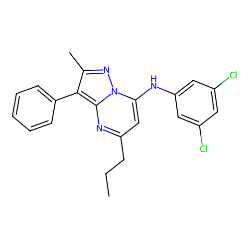 N-(3,5-dichlorophenyl)-2-methyl-3-phenyl-5-propylpyrazolo[1,5-a]pyrimidin-7-amine structure
