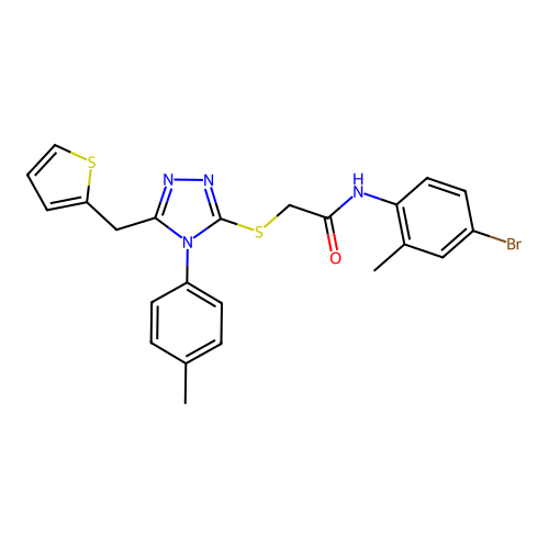 N-(4-bromo-2-methylphenyl)-2-{[4-(4-methylphenyl)-5-(thiophen-2-ylmethyl)-4H-1,2,4-triazol-3-yl]sulfanyl}acetamide structure