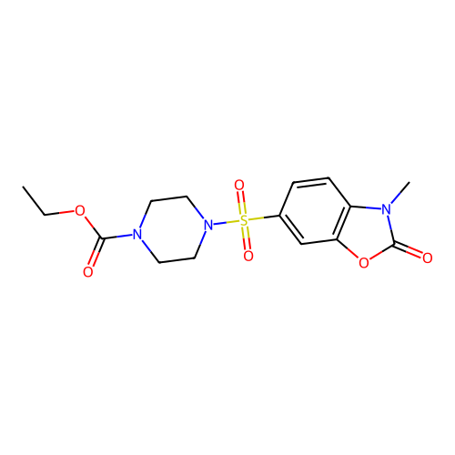 ethyl 4-[(3-methyl-2-oxo-2,3-dihydro-1,3-benzoxazol-6-yl)sulfonyl]piperazine-1-carboxylate structure