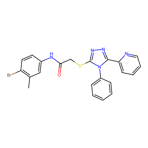N-(4-bromo-3-methylphenyl)-2-{[4-phenyl-5-(pyridin-2-yl)-4H-1,2,4-triazol-3-yl]sulfanyl}acetamide structure