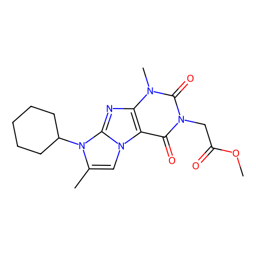 Methyl 2-(6-cyclohexyl-4,7-dimethyl-1,3-dioxopurino[7,8-a]imidazol-2-yl)acetate structure