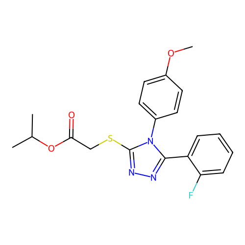 Propan-2-yl 2-[[5-(2-fluorophenyl)-4-(4-methoxyphenyl)-1,2,4-triazol-3-yl]sulfanyl]acetate structure