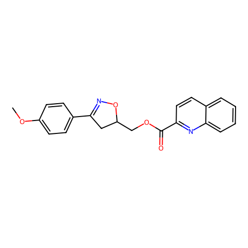 [3-(4-Methoxyphenyl)-4,5-dihydro-1,2-oxazol-5-yl]methyl quinoline-2-carboxylate structure