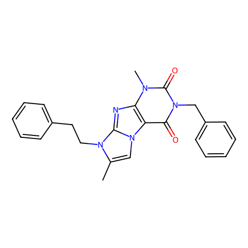 3-benzyl-1,7-dimethyl-8-(2-phenylethyl)-1H-imidazo[2,1-f]purine-2,4(3H,8H)-dione structure