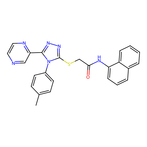 2-{[4-(4-methylphenyl)-5-(pyrazin-2-yl)-4H-1,2,4-triazol-3-yl]sulfanyl}-N-(naphthalen-1-yl)acetamide structure