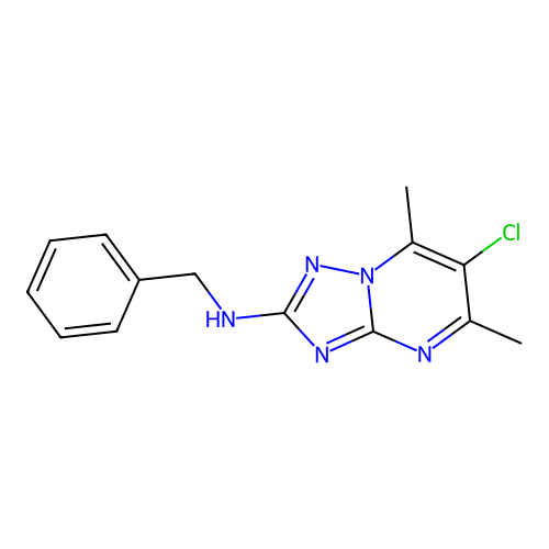 N-benzyl-6-chloro-5,7-dimethyl-[1,2,4]triazolo[1,5-a]pyrimidin-2-amine structure