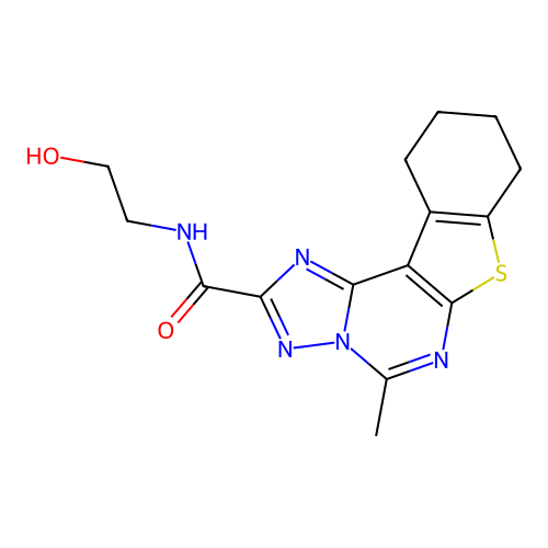 N-(2-hydroxyethyl)-5-methyl-8,9,10,11-tetrahydro[1]benzothieno[3,2-e][1,2,4]triazolo[1,5-c]pyrimidine-2-carboxamide structure
