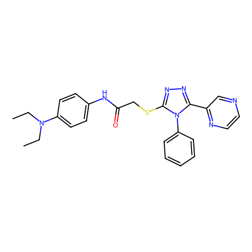 N-[4-(diethylamino)phenyl]-2-(4-phenyl-5-pyrazin-2-yl(1,2,4-triazol-3-ylthio)) acetamide structure