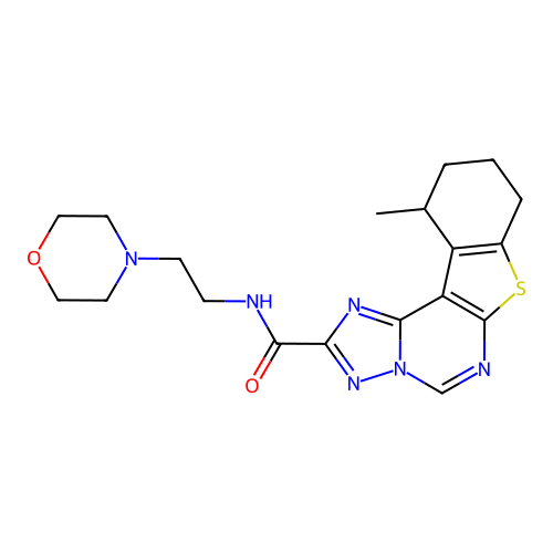 11-methyl-N-(2-morpholinoethyl)-8,9,10,11-tetrahydrobenzo[4,5]thieno[3,2-e][1,2,4]triazolo[1,5-c]pyrimidine-2-carboxamide structure
