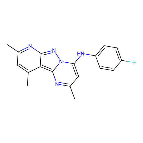 N-(4-fluorophenyl)-2,8,10-trimethylpyrido[2',3':3,4]pyrazolo[1,5-a]pyrimidin-4-amine structure