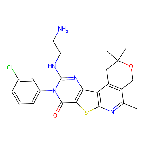 10-(2-Amino-ethylamino)-9-(3-chloro-phenyl)-2,2,5-trimethyl-1,4-dihydro-2H,9H-3-oxa-7-thia-6,9,11-tria za-benzo[c]fluoren-8-one structure