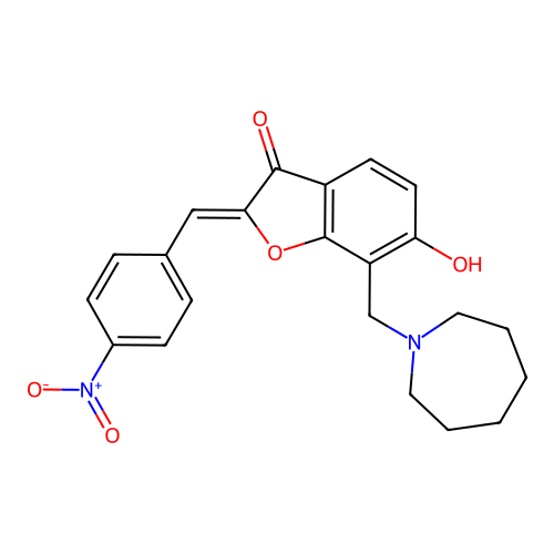 (Z)-7-(azepan-1-ylmethyl)-6-hydroxy-2-(4-nitrobenzylidene)benzofuran-3(2H)-one structure