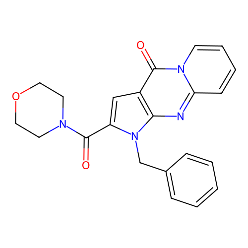 1-benzyl-2-(morpholine-4-carbonyl)pyrido[1,2-a]pyrrolo[2,3-d]pyrimidin-4(1H)-one structure
