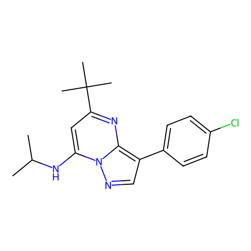 5-(tert-butyl)-3-(4-chlorophenyl)-N-isopropylpyrazolo[1,5-a]pyrimidin-7-amine structure