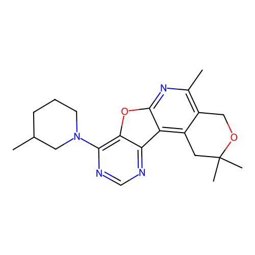 2,2,5-trimethyl-8-(3-methylpiperidin-1-yl)-1,4-dihydro-2H-pyrano[4'',3'':4',5']pyrido[3',2':4,5]furo[3,2-d]pyrimidine structure