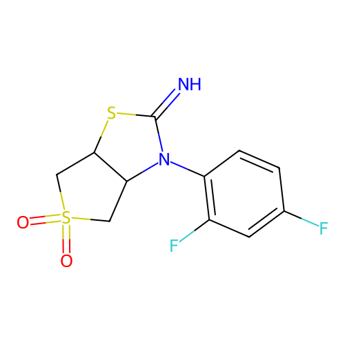 3-(2,4-difluorophenyl)tetrahydrothieno[3,4-d][1,3]thiazol-2(3H)-imine 5,5-dioxide structure