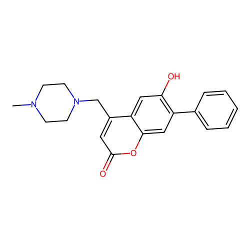 6-hydroxy-4-((4-methylpiperazin-1-yl)methyl)-7-phenyl-2H-chromen-2-one structure
