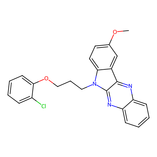 6-(3-(2-chlorophenoxy)propyl)-9-methoxy-6H-indolo[2,3-b]quinoxaline structure