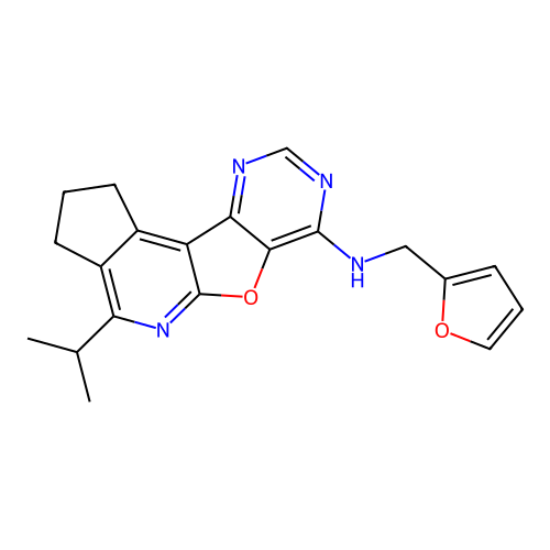 N-(furan-2-ylmethyl)-4-(propan-2-yl)-2,3-dihydro-1H-cyclopenta[4',5']pyrido[3',2':4,5]furo[3,2-d]pyrimidin-7-amine structure