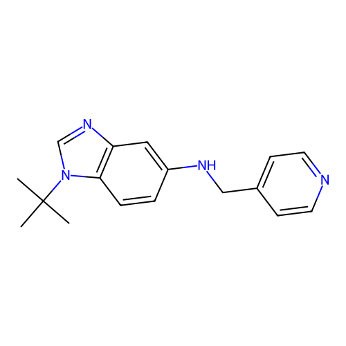 1-tert-butyl-N-(pyridin-4-ylmethyl)-1H-benzimidazol-5-amine structure