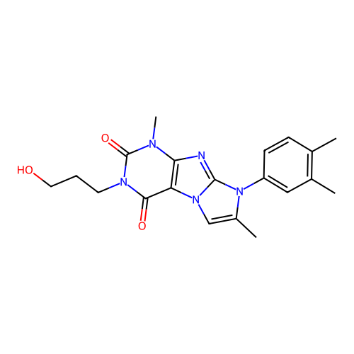 8-(3,4-dimethylphenyl)-3-(3-hydroxypropyl)-1,7-dimethyl-1H-imidazo[2,1-f]purine-2,4(3H,8H)-dione structure