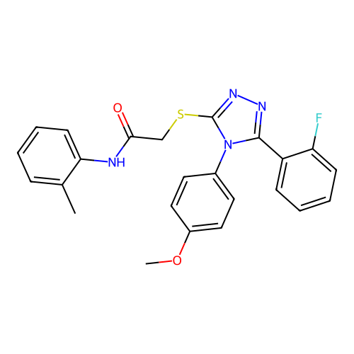 2-{[5-(2-fluorophenyl)-4-(4-methoxyphenyl)-4H-1,2,4-triazol-3-yl]sulfanyl}-N-(2-methylphenyl)acetamide structure