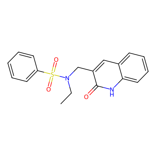 N-ethyl-N-((2-hydroxyquinolin-3-yl)methyl)benzenesulfonamide structure