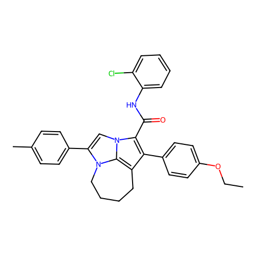 N-(2-chlorophenyl)-1-(4-ethoxyphenyl)-4-(4-methylphenyl)-5,6,7,8-tetrahydro-2a,4a-diazacyclopenta[cd]azulene-2-carboxamide structure