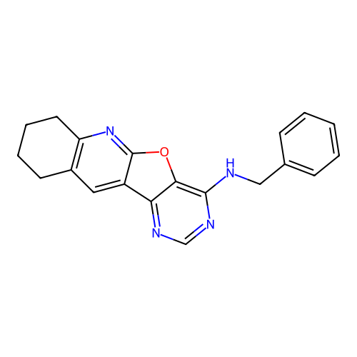 N-benzyl-7,8,9,10-tetrahydropyrimido[4',5':4,5]furo[2,3-b]quinolin-4-amine structure