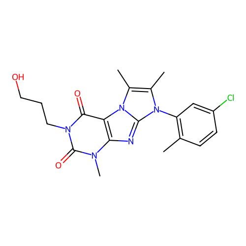 8-(5-chloro-2-methylphenyl)-3-(3-hydroxypropyl)-1,6,7-trimethyl-1H-imidazo[2,1-f]purine-2,4(3H,8H)-dione structure