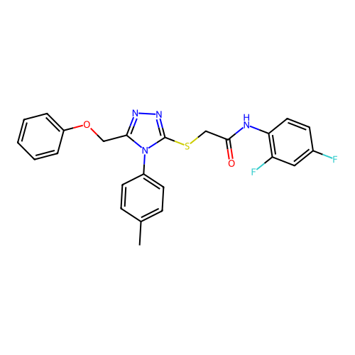 N-(2,4-difluorophenyl)-2-{[4-(4-methylphenyl)-5-(phenoxymethyl)-4H-1,2,4-triazol-3-yl]sulfanyl}acetamide structure