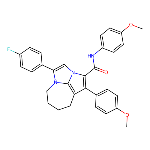 4-(4-fluorophenyl)-N,1-bis(4-methoxyphenyl)-5,6,7,8-tetrahydro-2a,4a-diazacyclopenta[cd]azulene-2-carboxamide structure