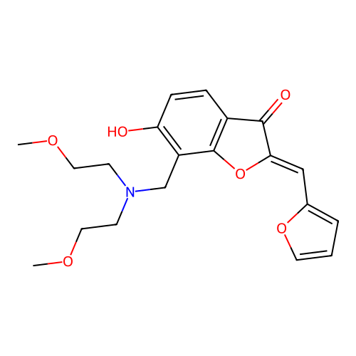 (Z)-7-((bis(2-methoxyethyl)amino)methyl)-2-(furan-2-ylmethylene)-6-hydroxybenzofuran-3(2H)-one structure