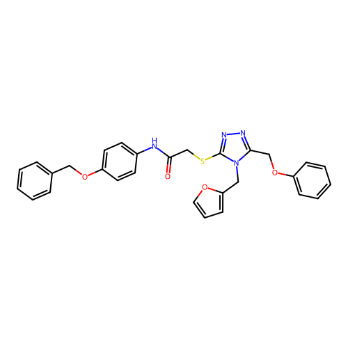 N-[4-(benzyloxy)phenyl]-2-{[4-(furan-2-ylmethyl)-5-(phenoxymethyl)-4H-1,2,4-triazol-3-yl]sulfanyl}acetamide structure