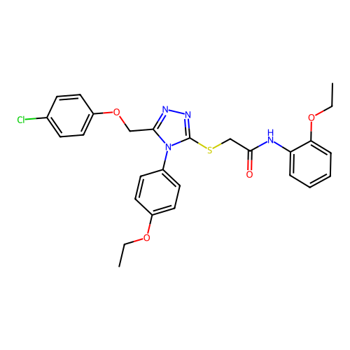 2-((5-((4-chlorophenoxy)methyl)-4-(4-ethoxyphenyl)-4H-1,2,4-triazol-3-yl)thio)-N-(2-ethoxyphenyl)acetamide structure