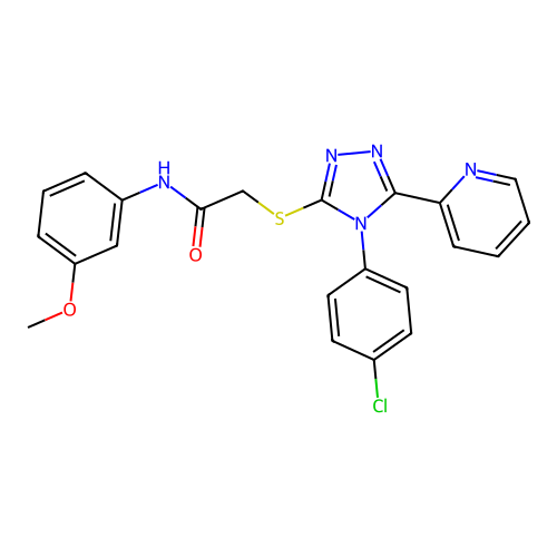 2-[[4-(4-chlorophenyl)-5-pyridin-2-yl-1,2,4-triazol-3-yl]sulfanyl]-N-(3-methoxyphenyl)acetamide structure