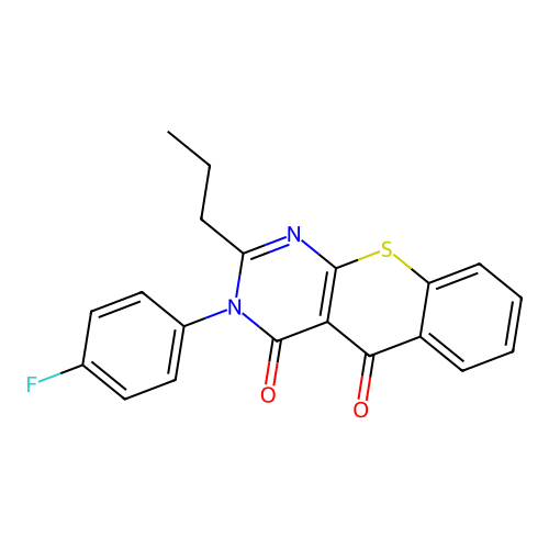3-(4-fluorophenyl)-2-propyl-4H-thiochromeno[2,3-d]pyrimidine-4,5(3H)-dione structure